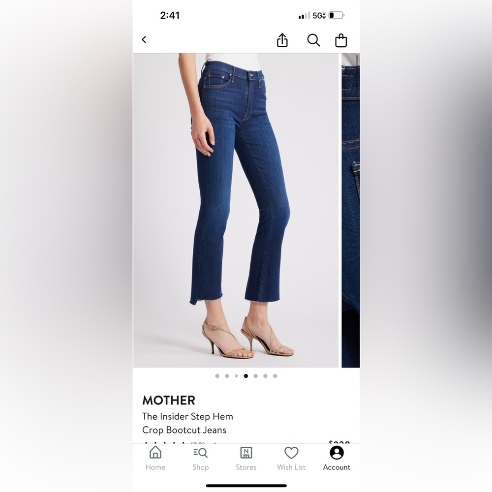 Mother Jeans 
Insider Crop Step Frey Size 34
